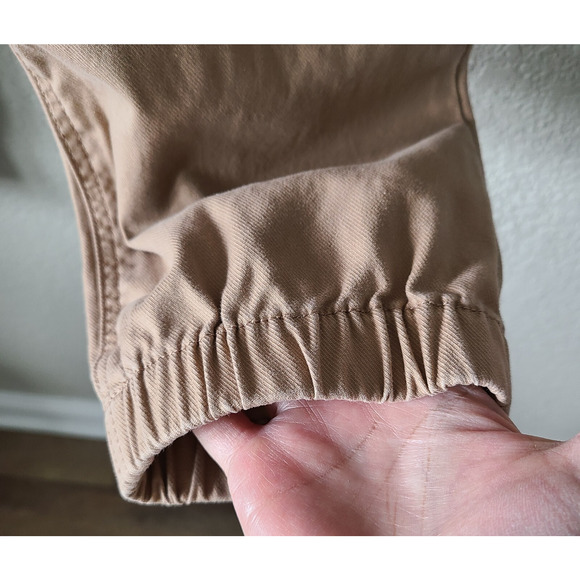 Talbots Jogger Pants SZ Medium Tan Khaki Cotton Lyocell Elastic Waist Pockets - Picture 2 of 12
